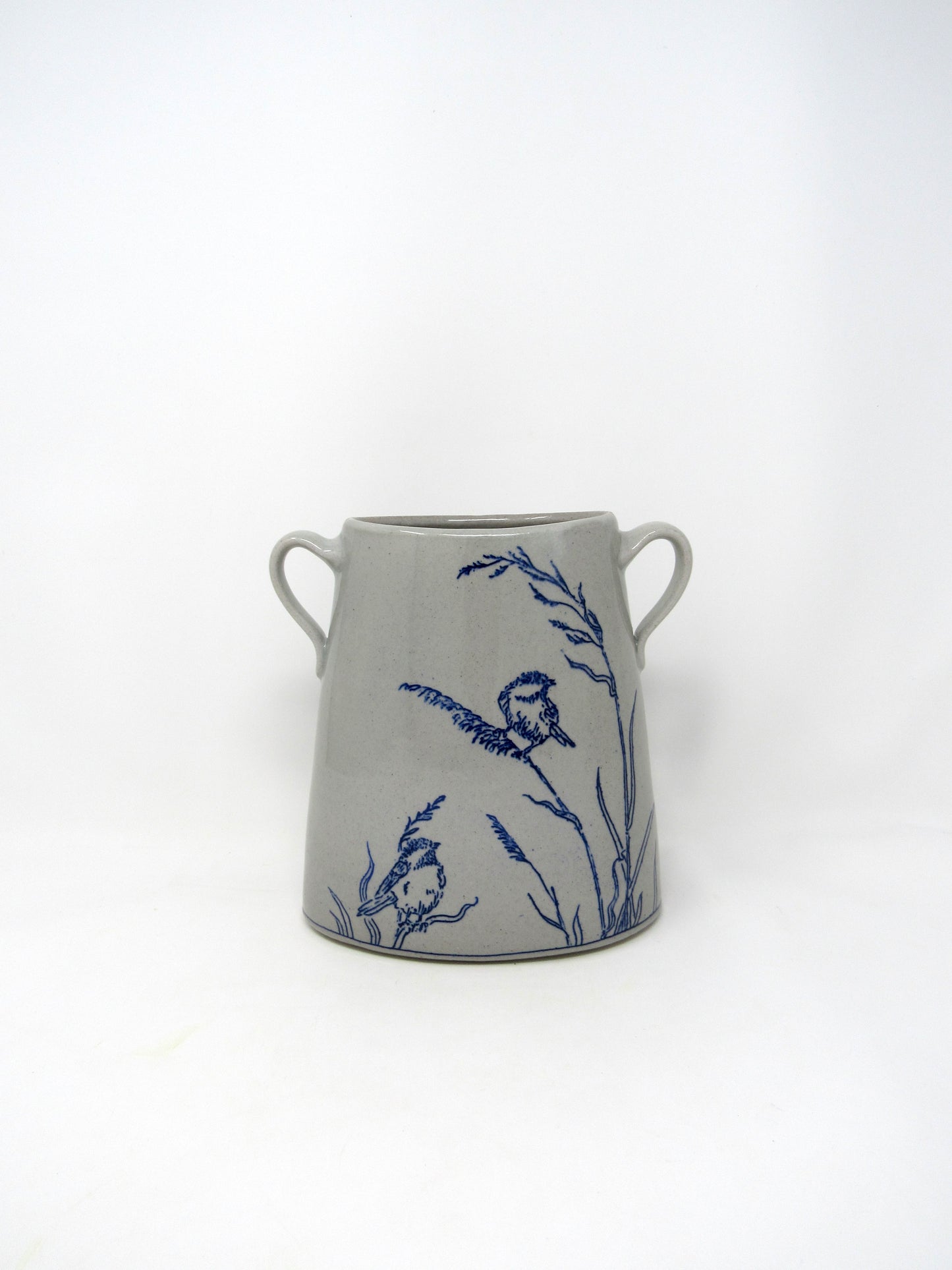 Chickadees in the Meadow Vase, Oval