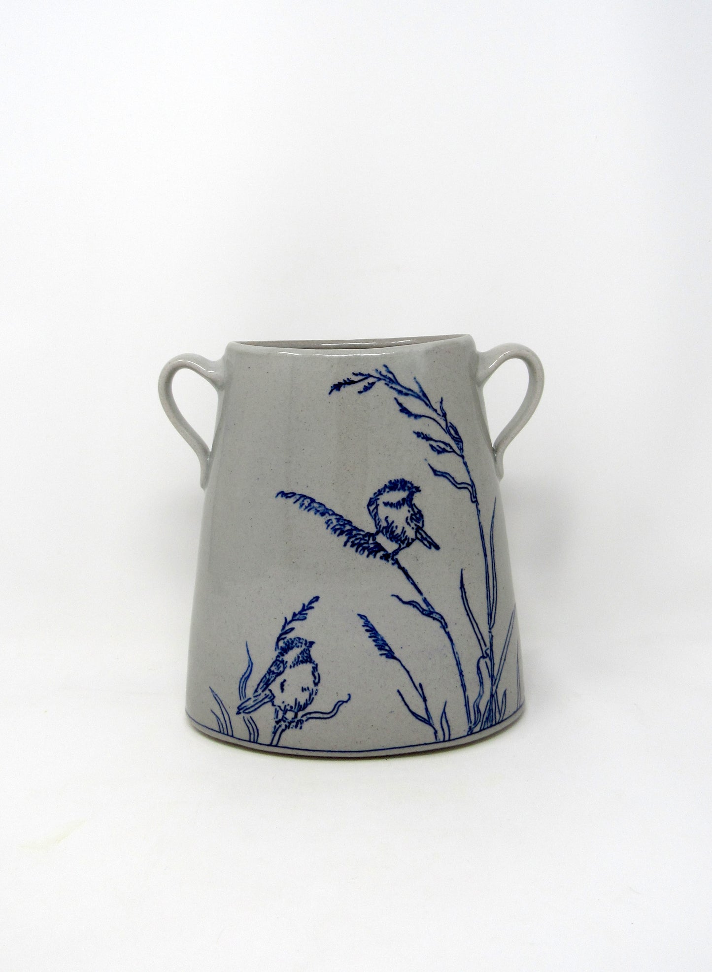 Chickadees in the Meadow Vase, Oval