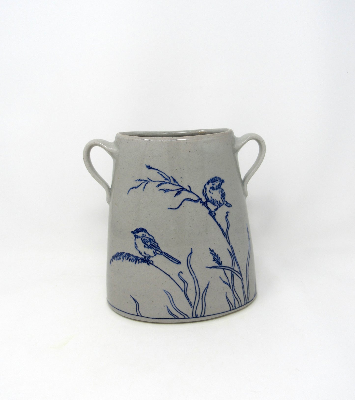 Chickadees in the Meadow Vase, Oval