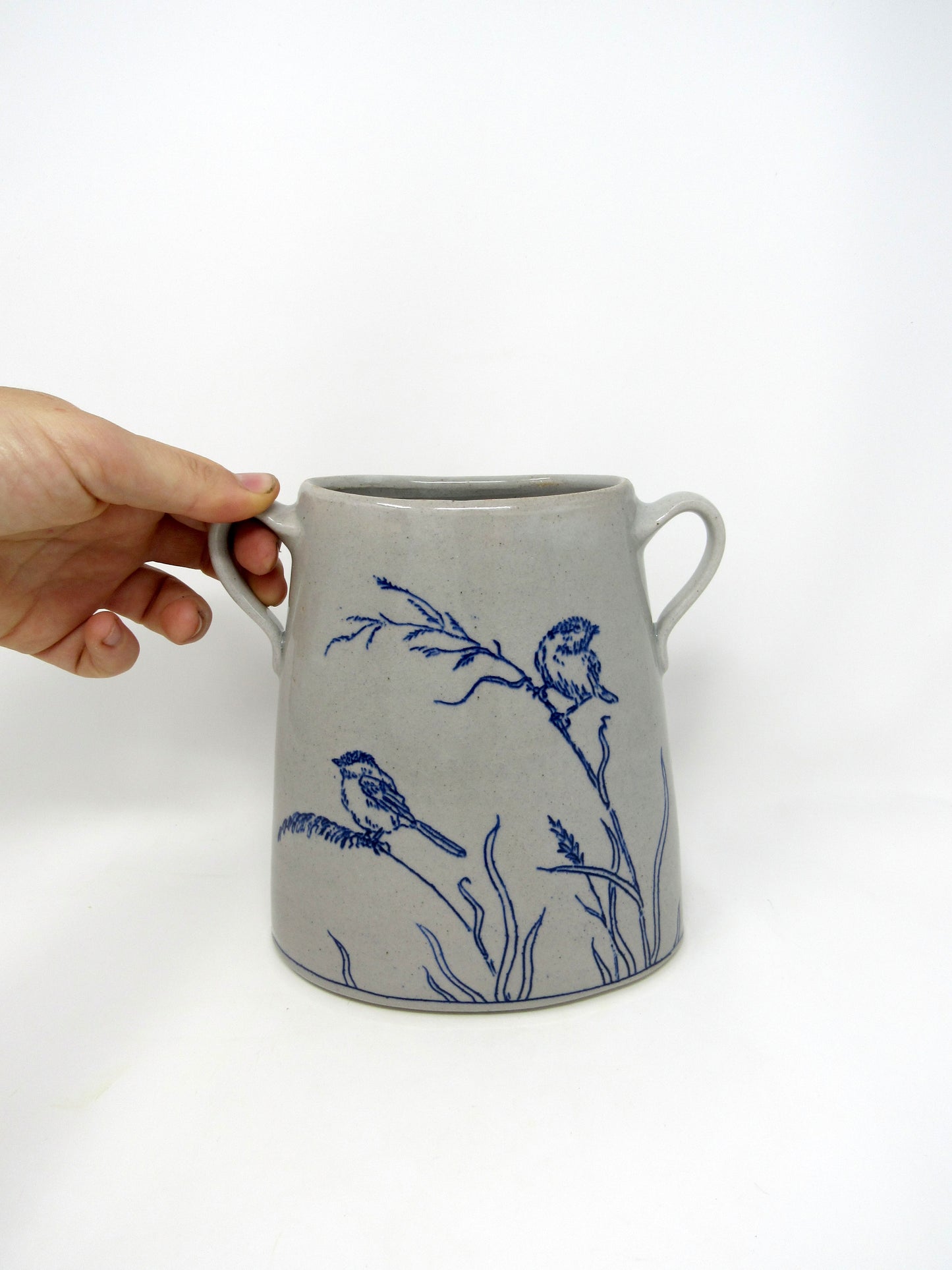 Chickadees in the Meadow Vase, Oval