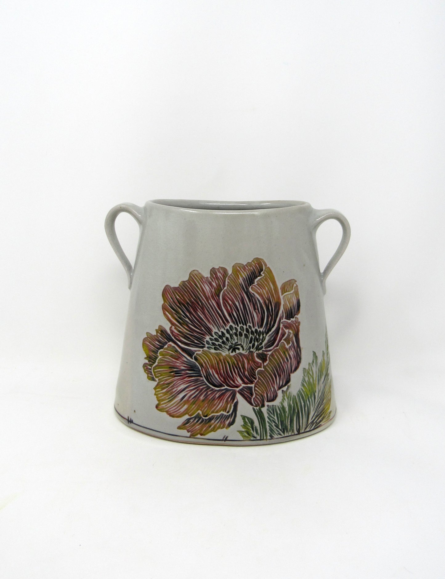 Oval Carved Poppy Vase #1