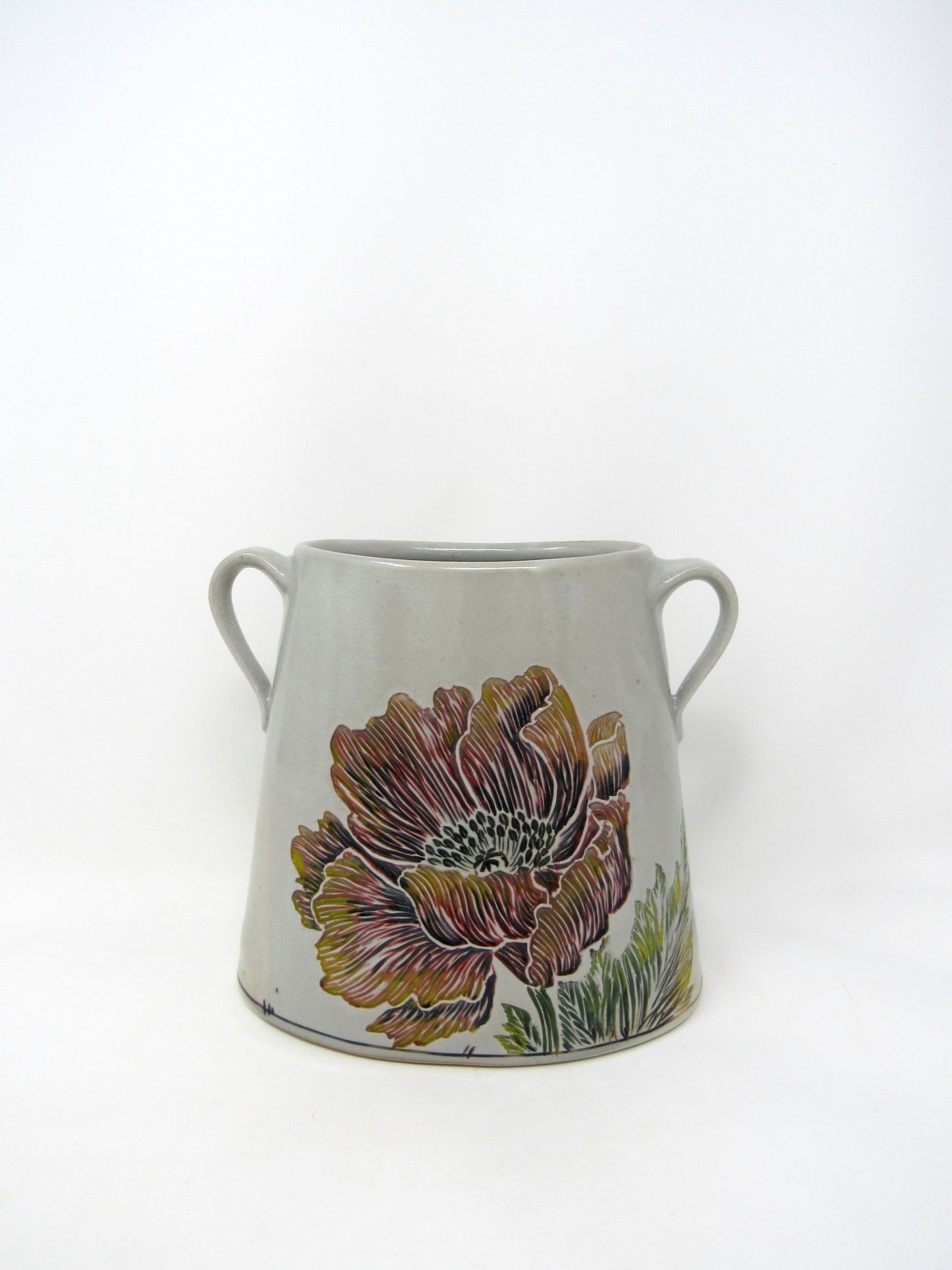 Oval Carved Poppy Vase #1
