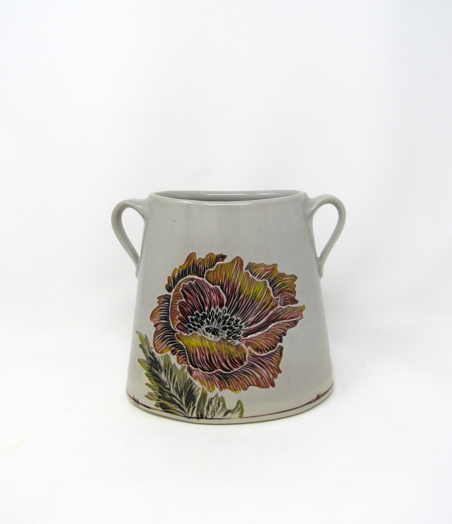 Oval Carved Poppy Vase #1