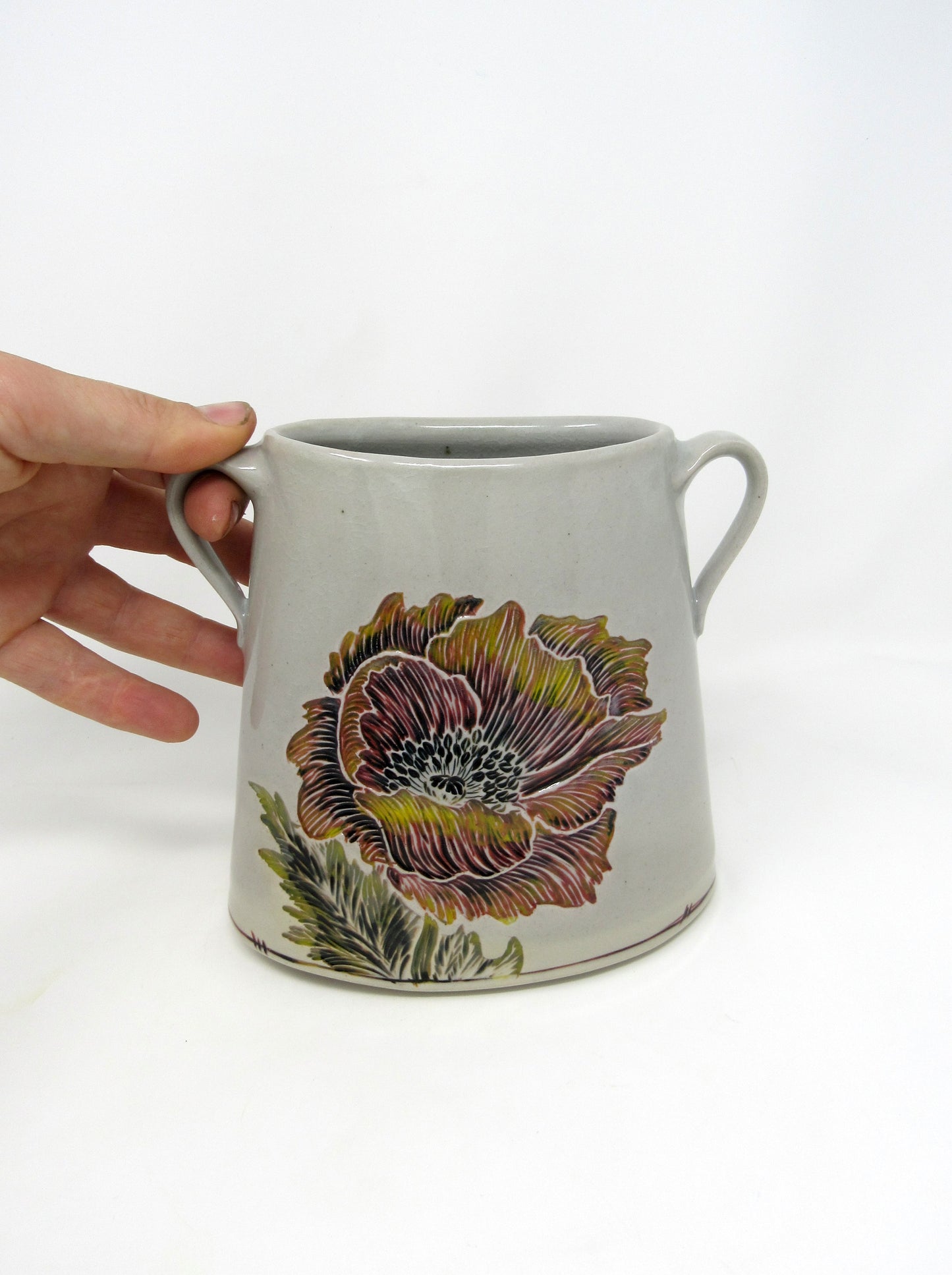 Oval Carved Poppy Vase #1