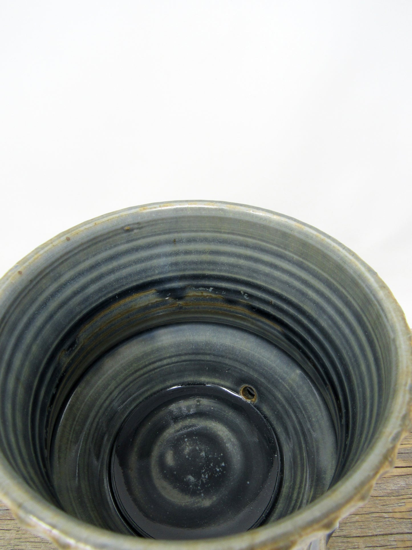 Faceted Planter with Base in Blue Gray