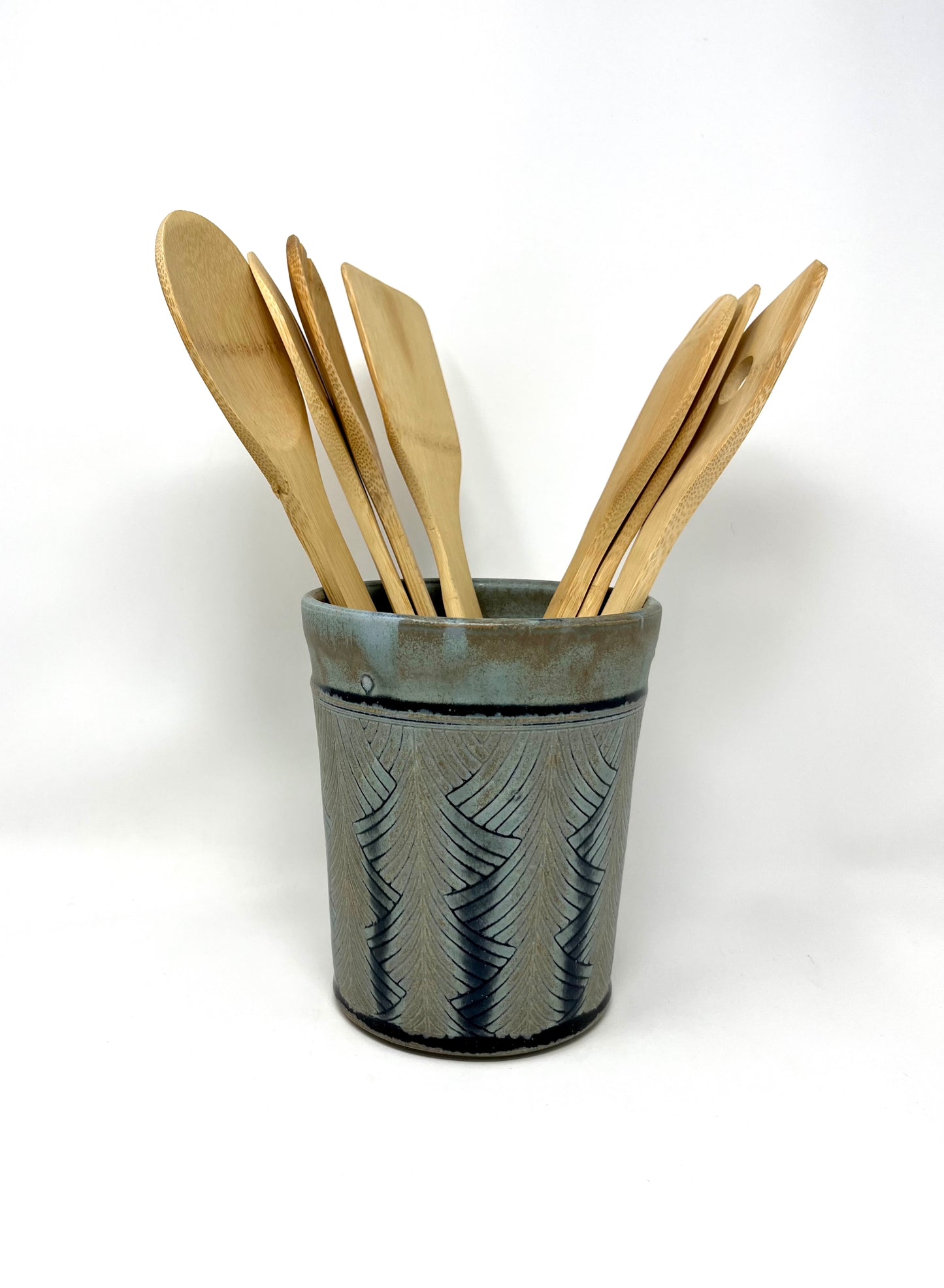 Herringbone Pattern Utensil Holder in Blue Ridge **slightly discounted**