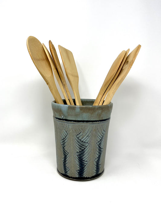Herringbone Pattern Utensil Holder in Blue Ridge **slightly discounted**