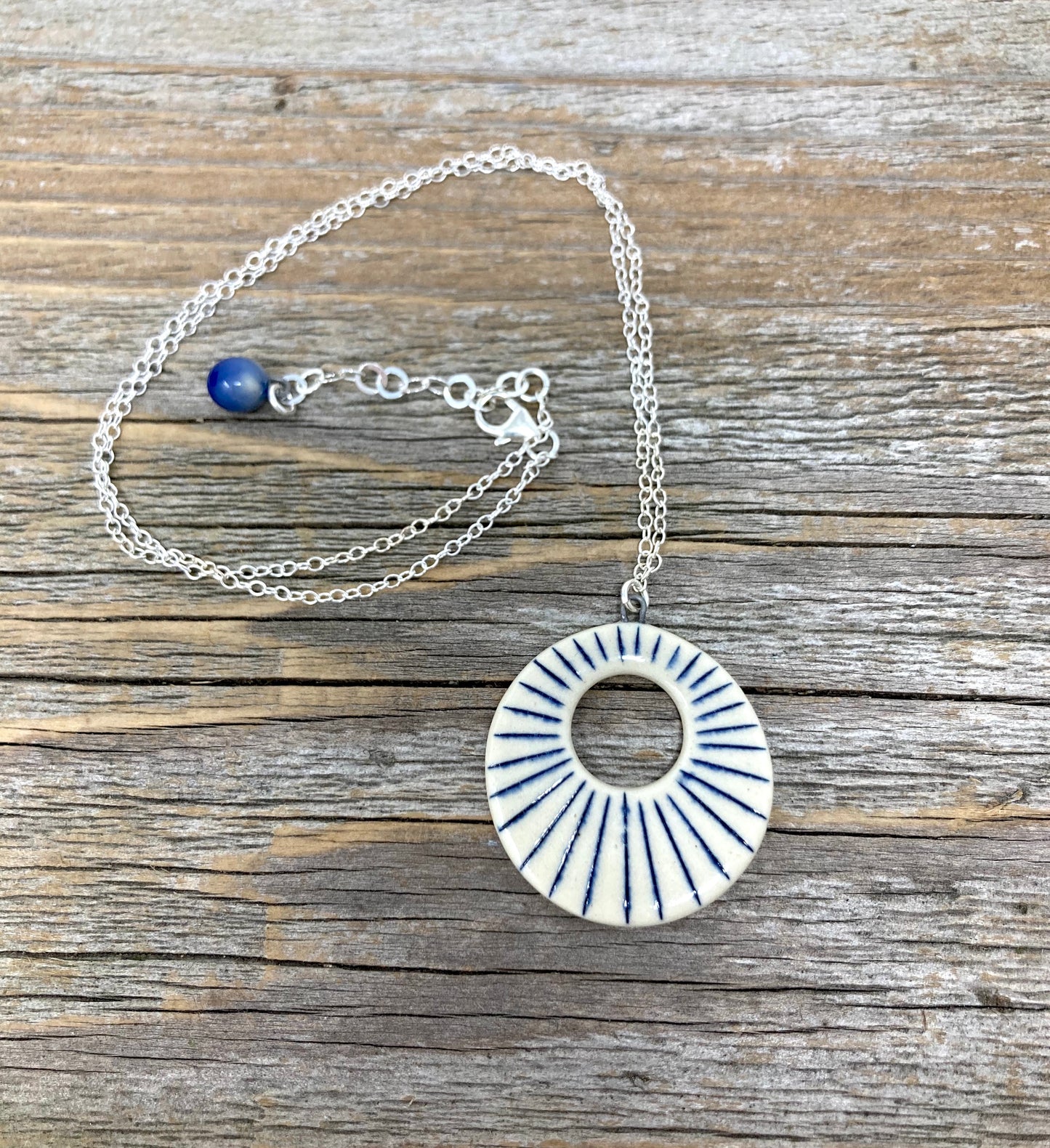 Striped Cutout Pendant on Sterling Silver
