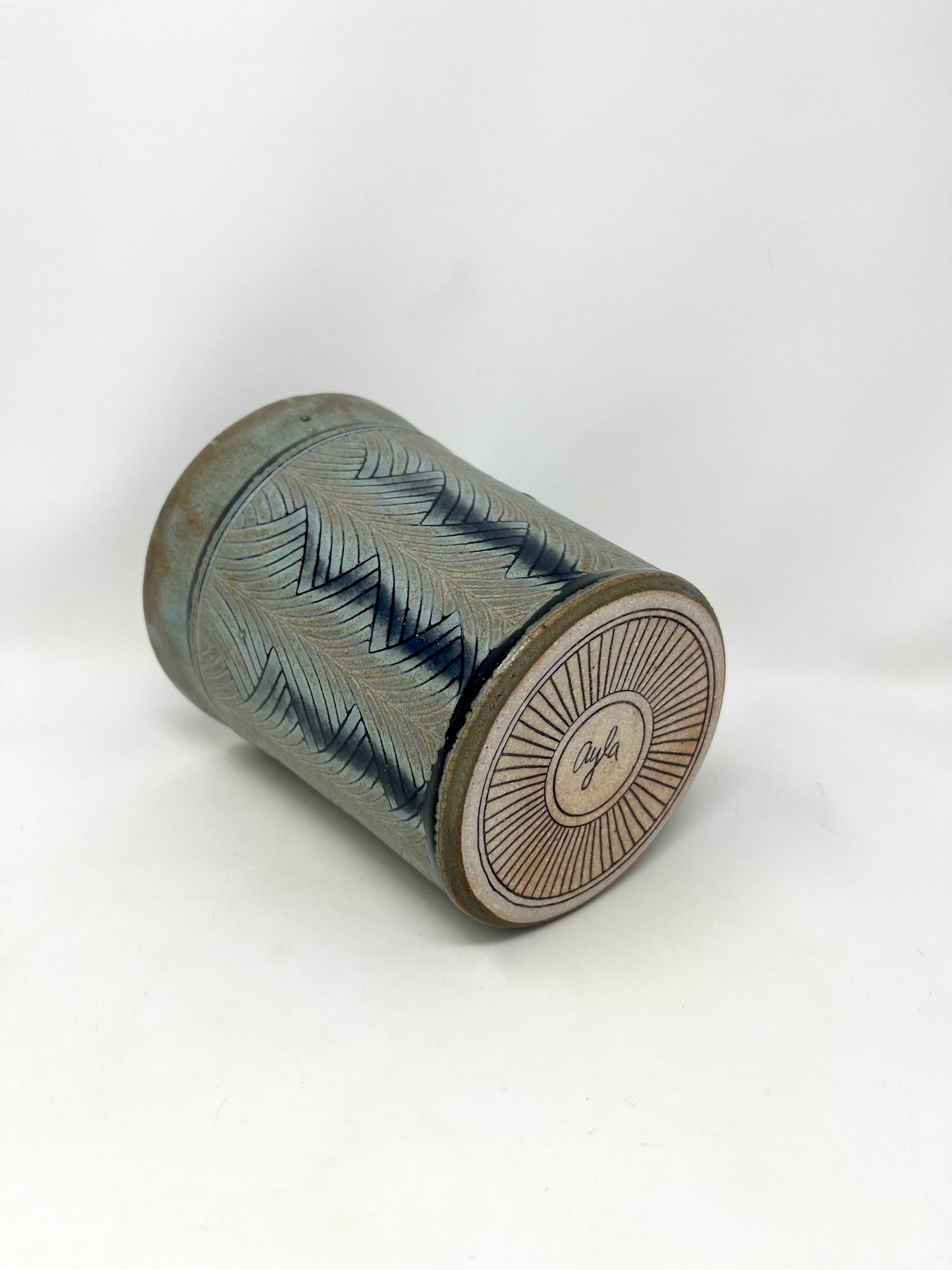 Herringbone Pattern Utensil Holder in Blue Ridge **slightly discounted**