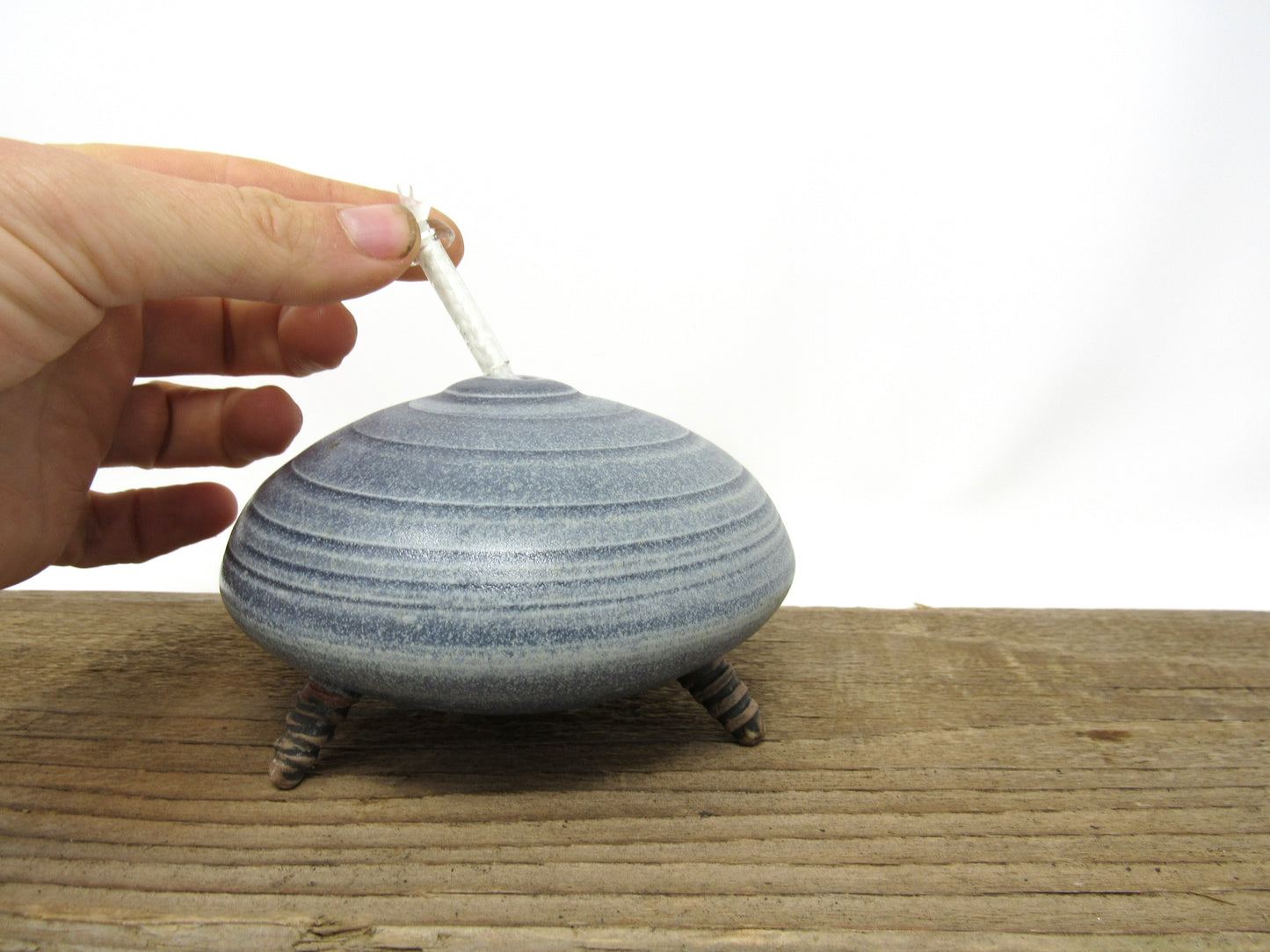 Spiral Oil Candle #2 in Slate Blue