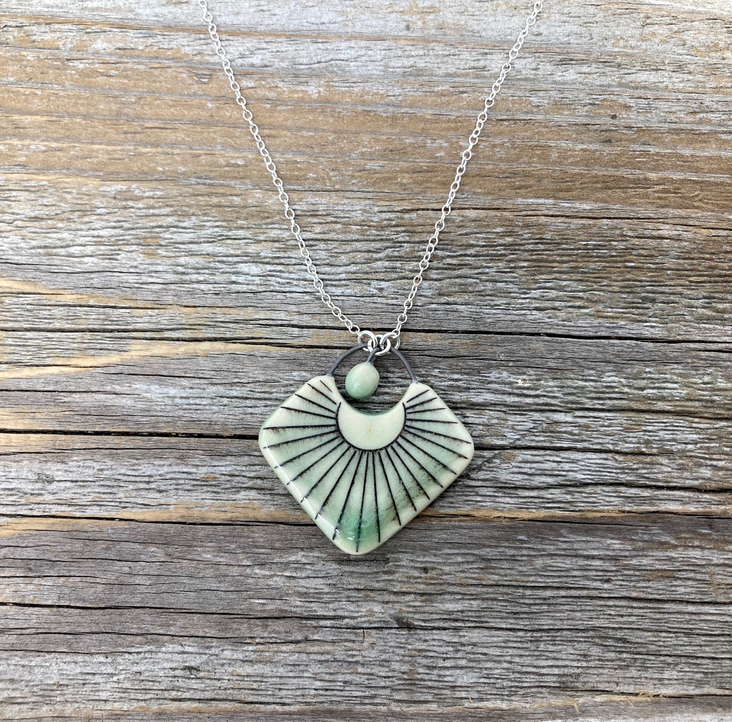 Art Deco Statement Pendant in Black and Green