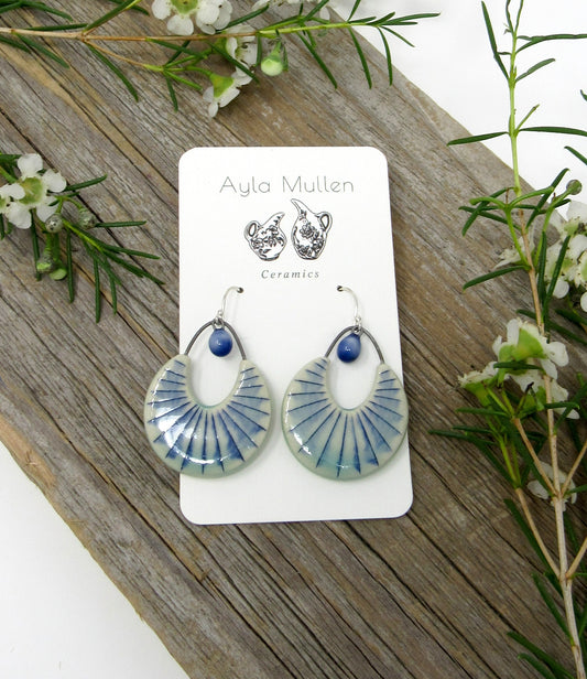 Cutout Arch Earrings in Blue and Green