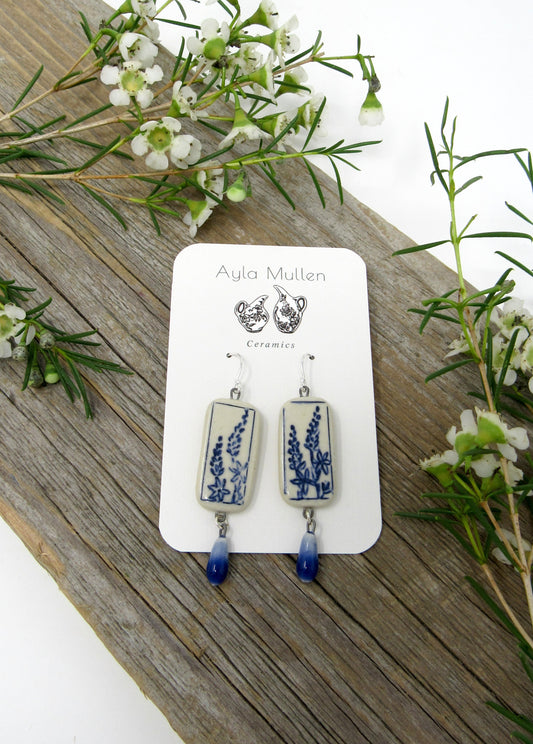 Lupine Flower Earrings with Dangles #1