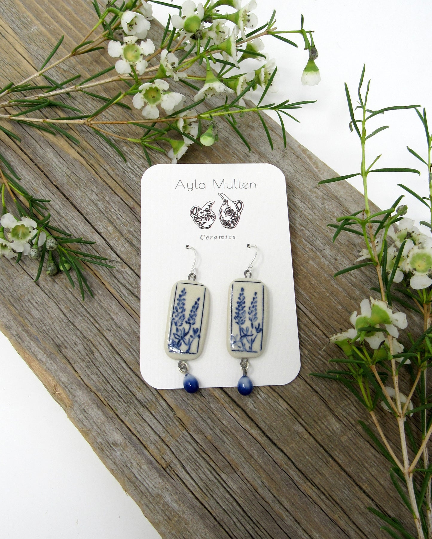 Lupine Flower Earrings with Dangles #3