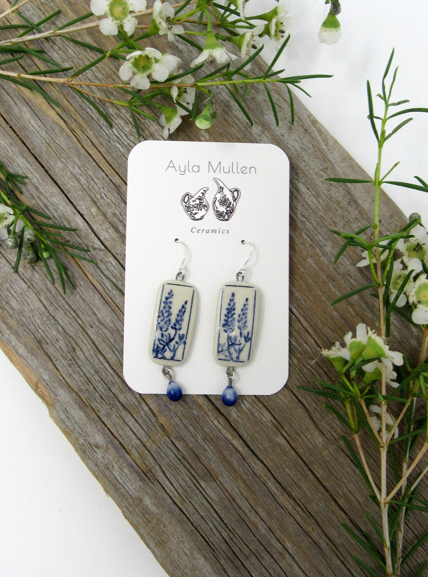 Lupine Flower Earrings with Dangles #3