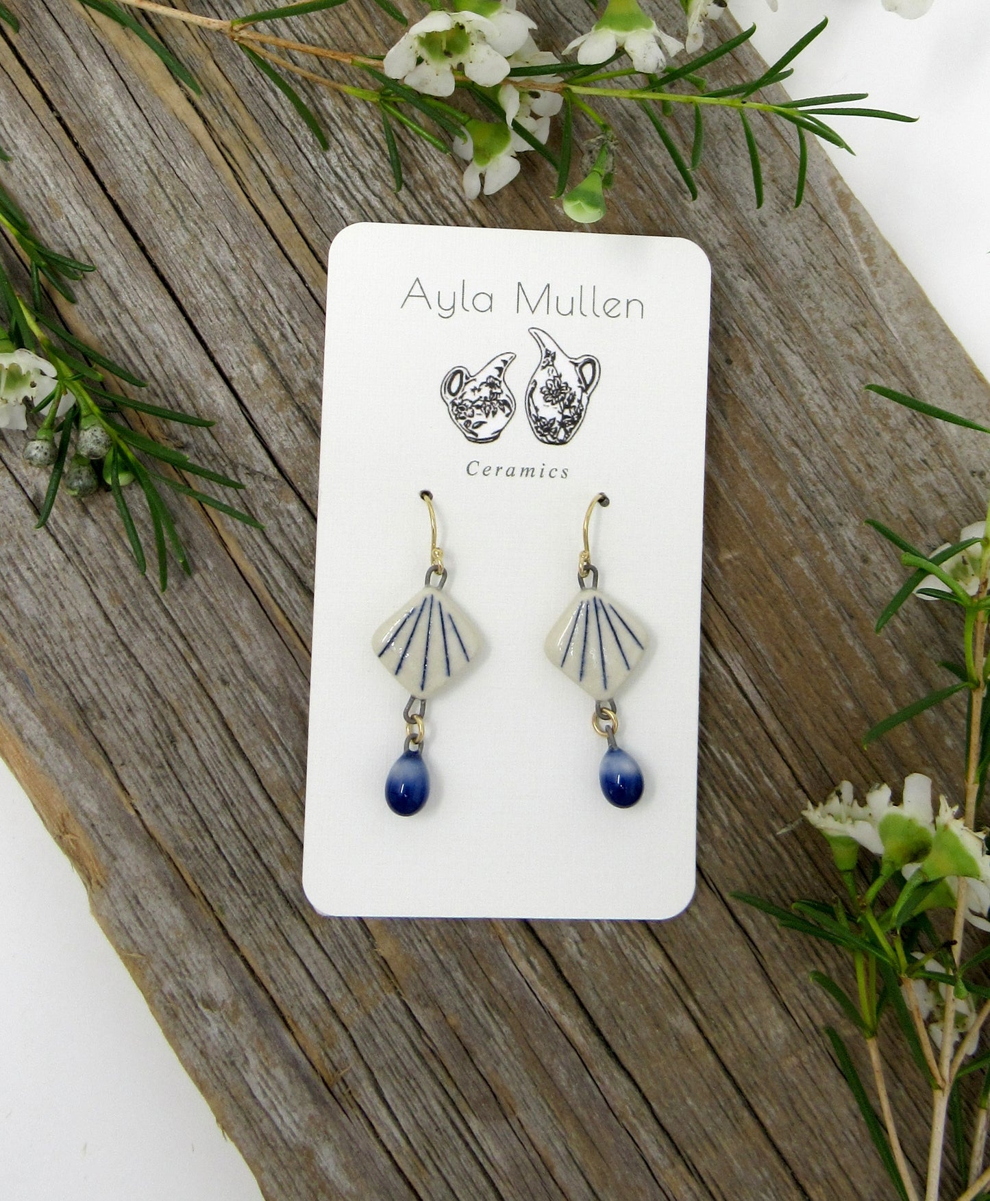 Striped Fan Earrings with dangles